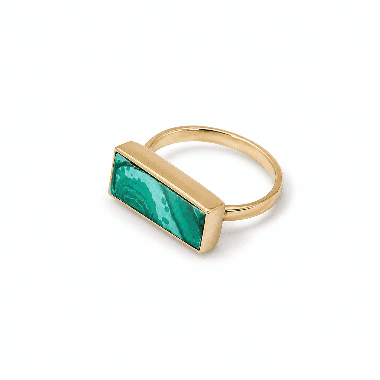 Tombak Trapez-Ring mit Malachit