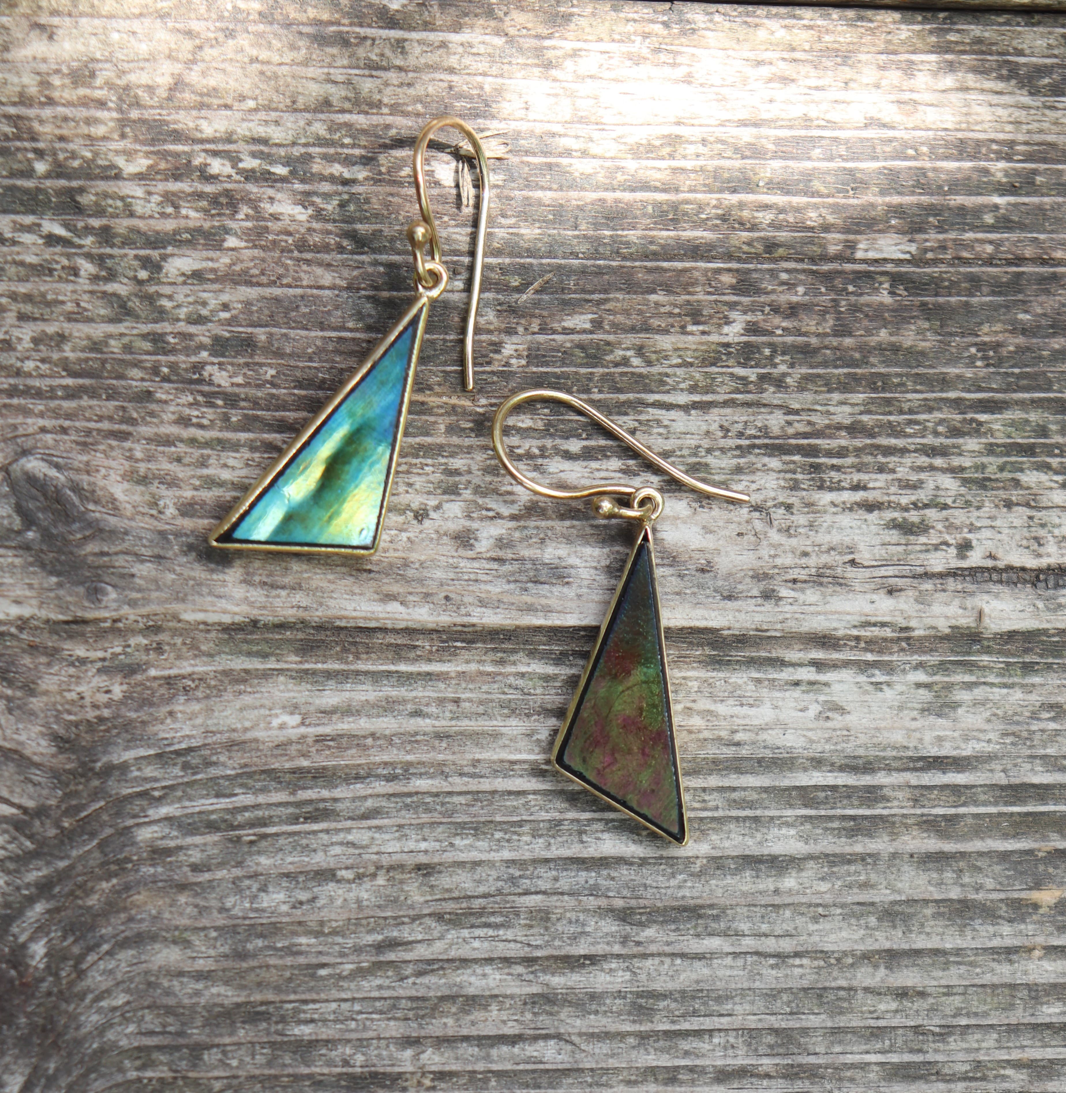 Tiffany-Glas Tombak-Ohrringe — Trapez Schwarz