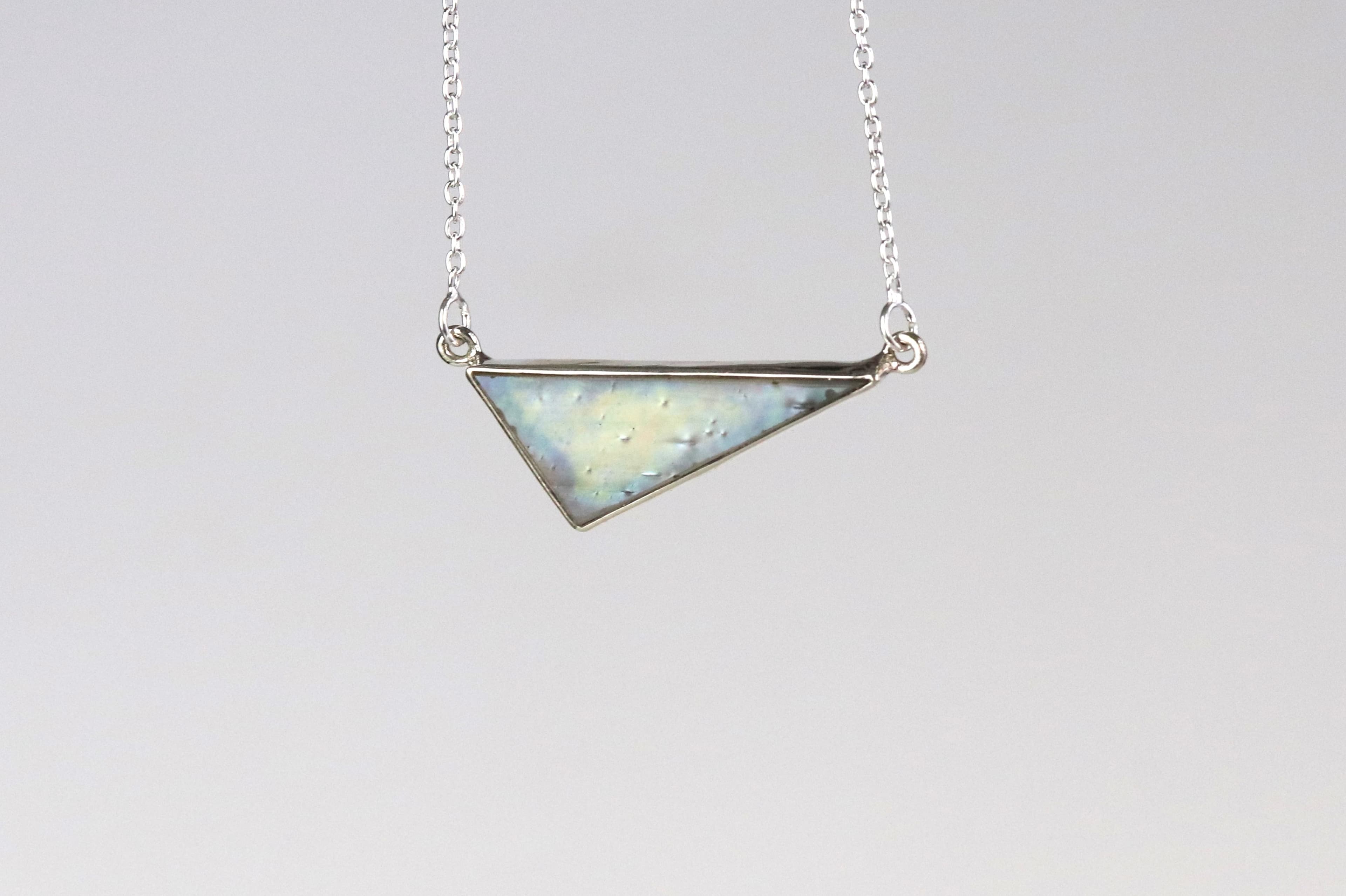 Tiffany-Glas Silberkette — Trapez Weiß