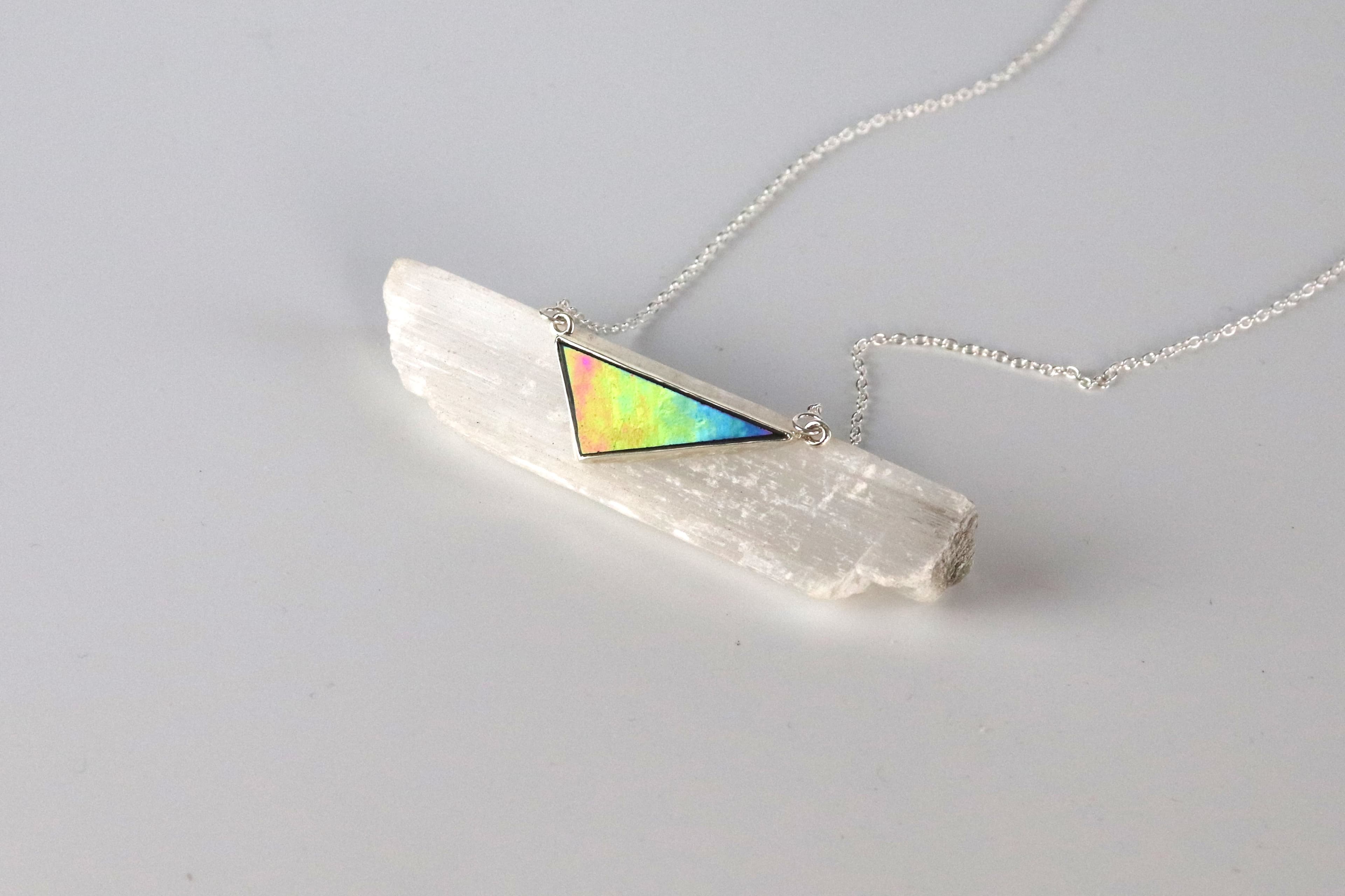 Tiffany-Glas Silberkette — Glänzendes Schwarzes Trapez