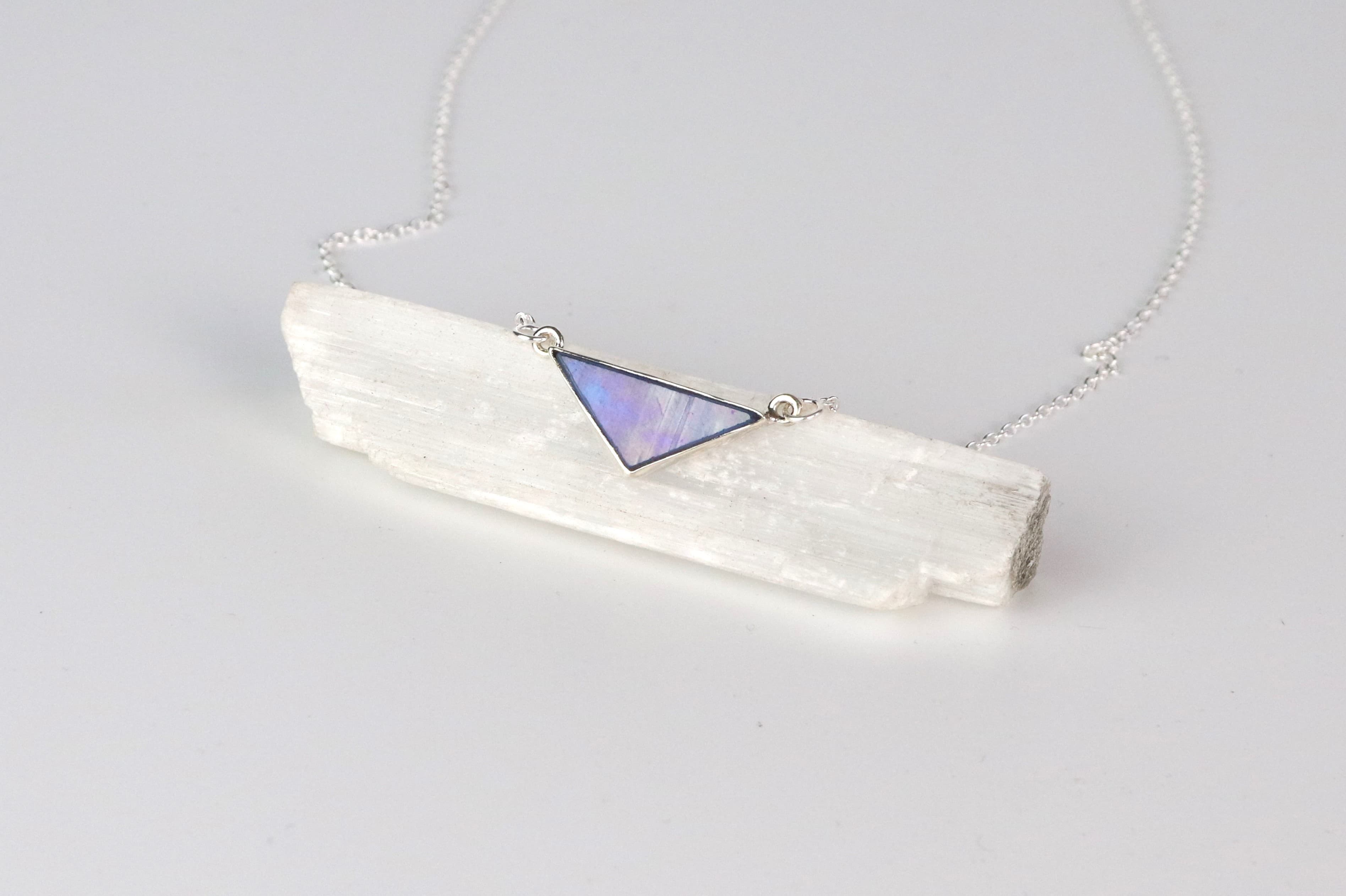 Tiffany-Glas Silberkette — Dreieck Blau