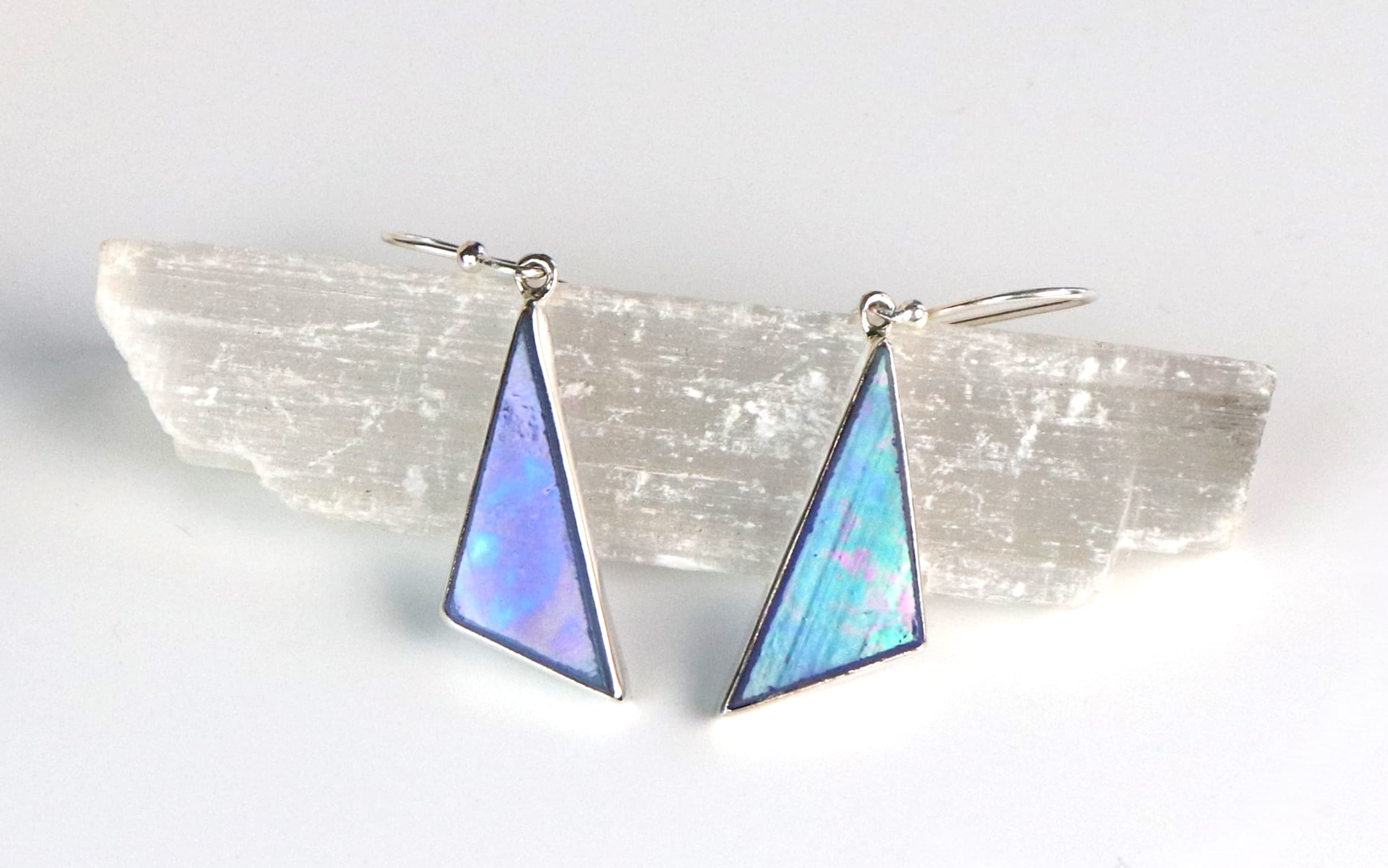 Tiffany-Glas Silberohrringe — Dreieck