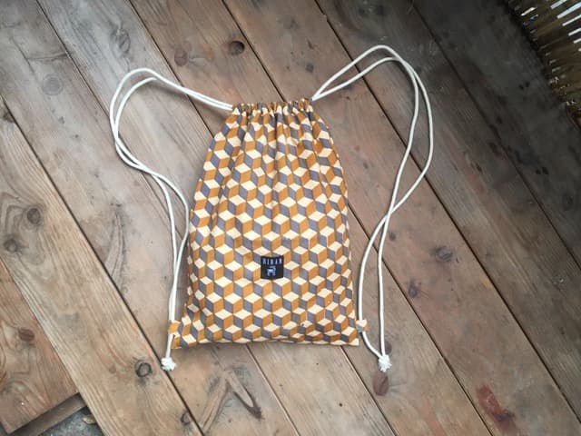 Block-Print Gym Bag — Yellow-Green