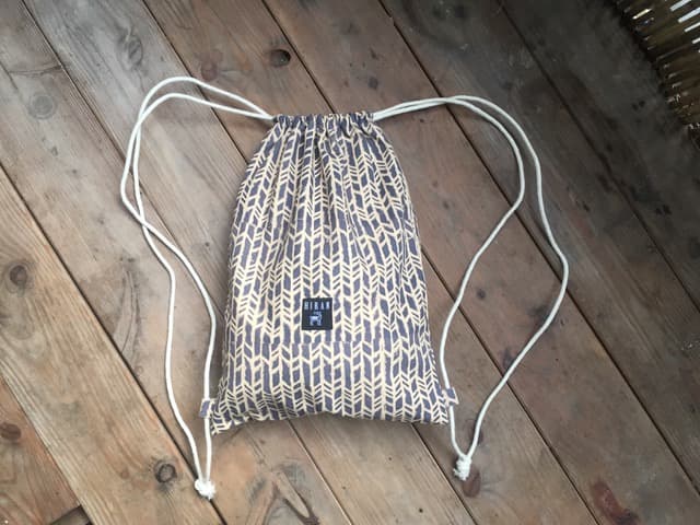 Block-Print Gym Bag — Blue-Grey