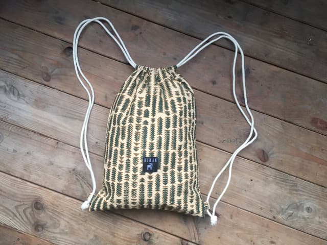 Block-Print Gym Bag — Green