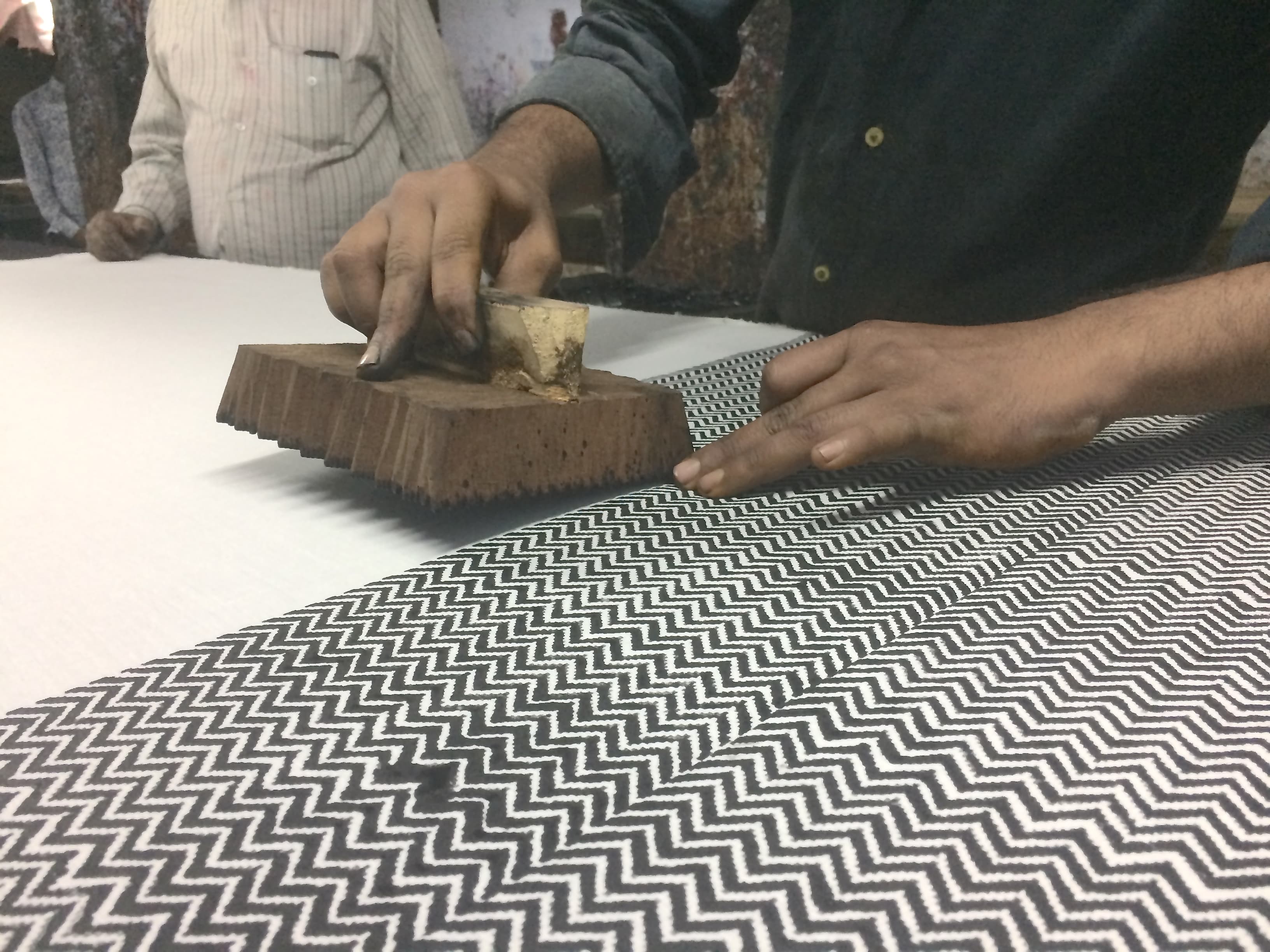 Hand block-printed textile
