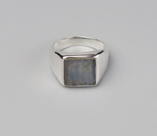 Silver Signet Ring with Labradorite