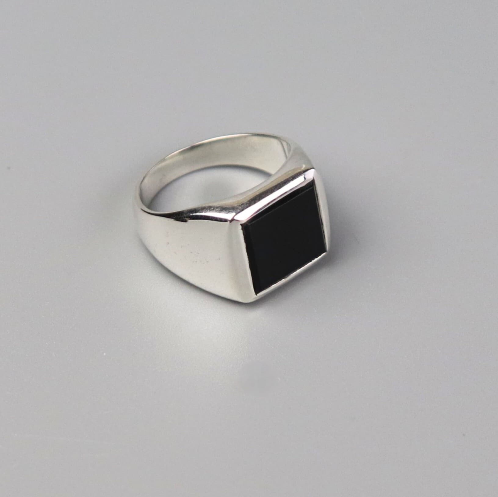 Silver Signet Ring with Black Onyx