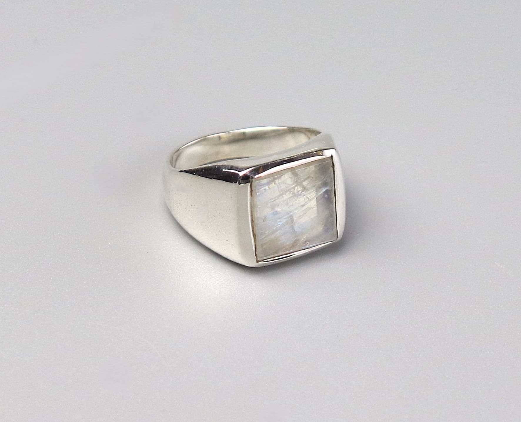 Silver Signet Ring with Moonstone