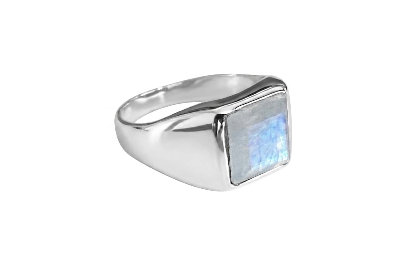 Silver Signet Ring with Moonstone
