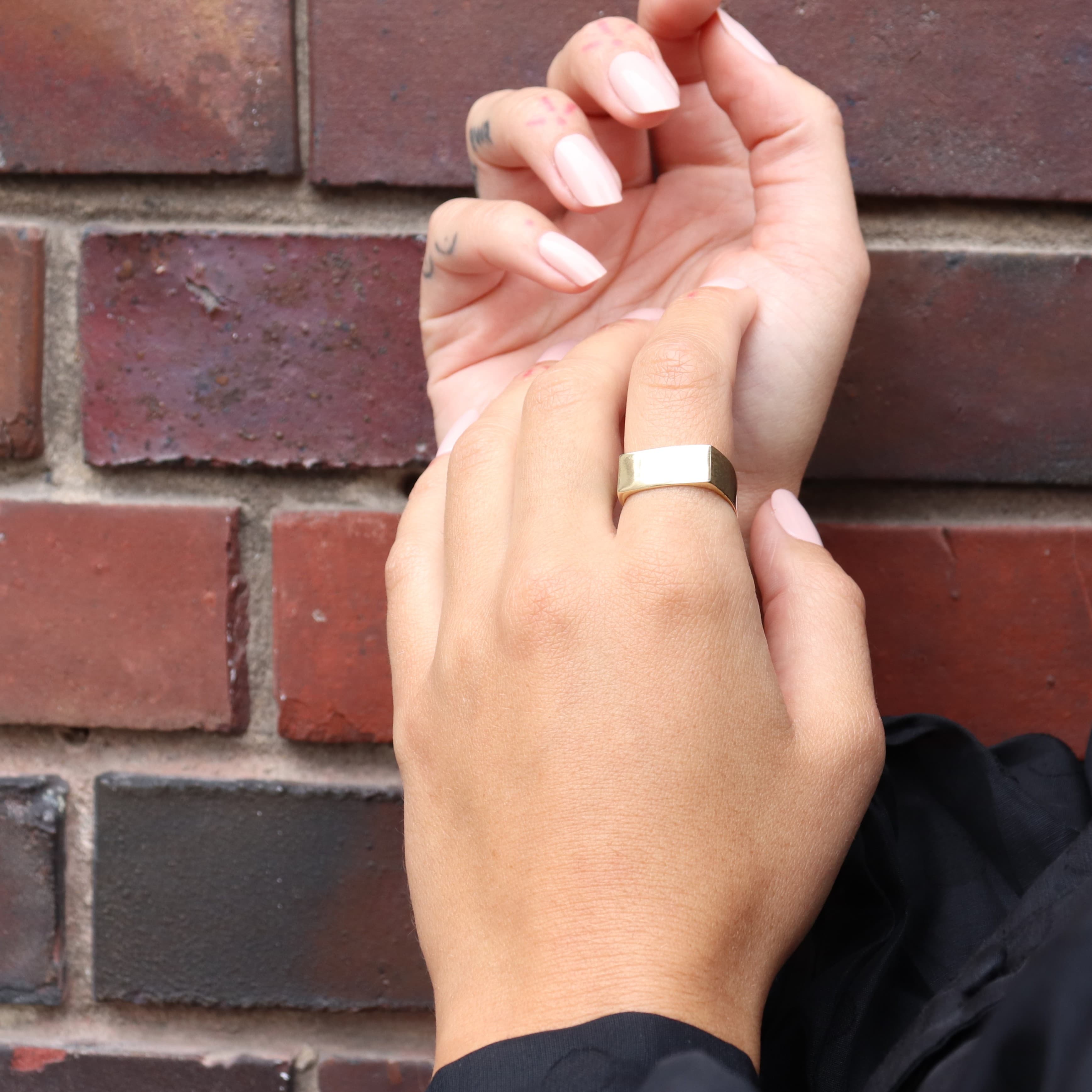 Tombac Brass Geometric Plain Ring