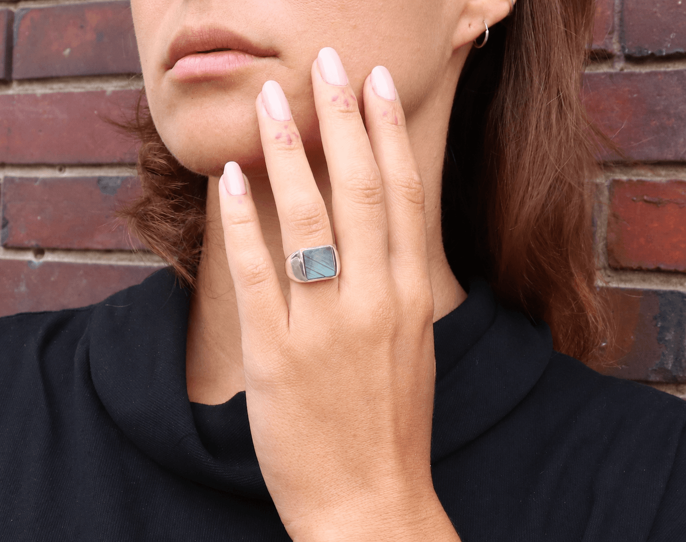 Silber-Signetring mit Labradorit