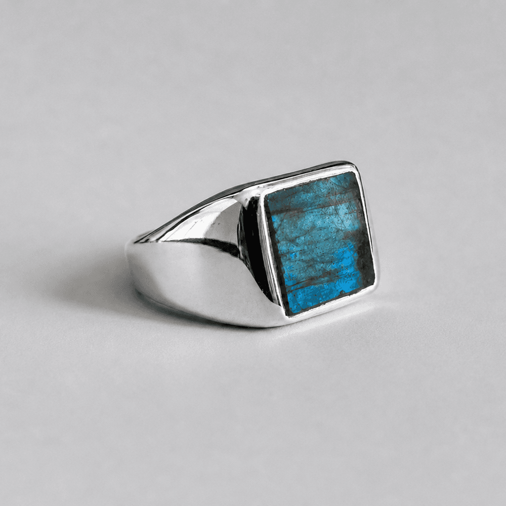 Silber-Signetring mit Labradorit